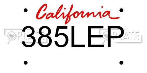 385LEP California License Plate