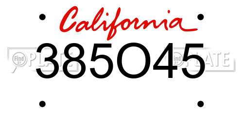 385O45 California License Plate