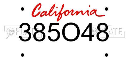 385O48 California License Plate