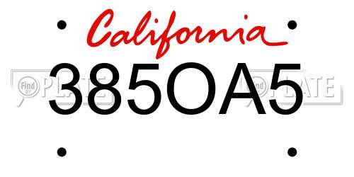 385OA5 California License Plate