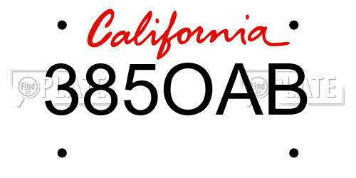 385OAB California License Plate