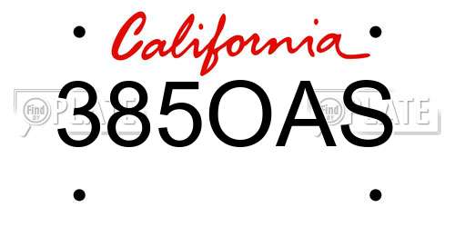 385OAS California License Plate