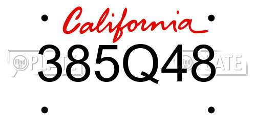 385Q48 California License Plate