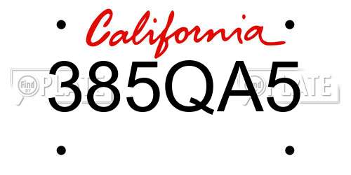 385QA5 California License Plate