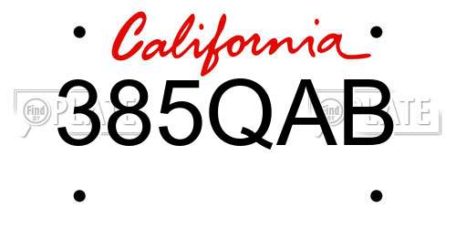 385QAB California License Plate