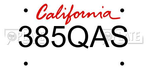 385QAS California License Plate