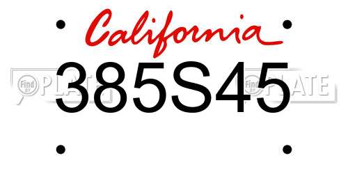 385S45 California License Plate