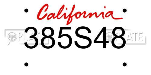 385S48 California License Plate