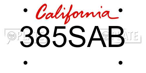 385SAB California License Plate
