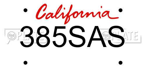 385SAS California License Plate