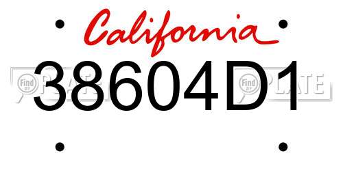 38604D1 California License Plate
