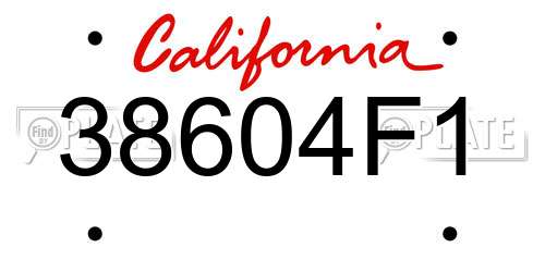38604F1 California License Plate