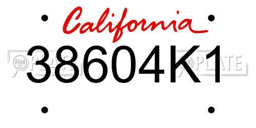 38604K1 California License Plate