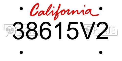 38615V2 California License Plate
