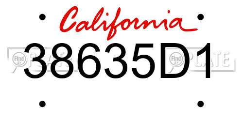 38635D1 California License Plate