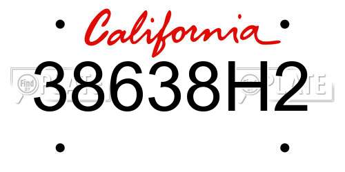 38638H2 California License Plate