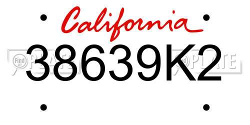 38639K2 California License Plate