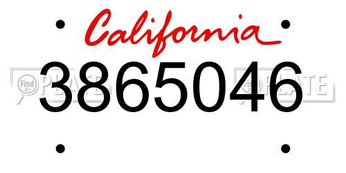 3865046 California License Plate