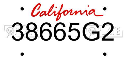 38665G2 California License Plate