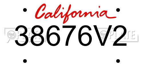 38676V2 California License Plate