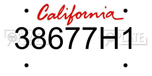 38677H1 California License Plate