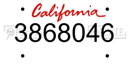 3868046 California License Plate