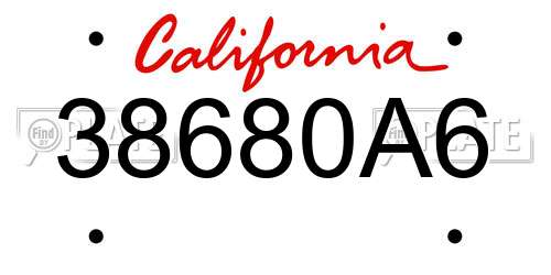 38680A6 California License Plate