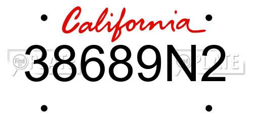 38689N2 California License Plate