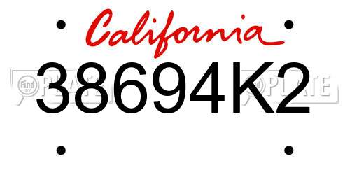 38694K2 California License Plate