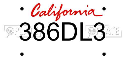 386DL3 California License Plate