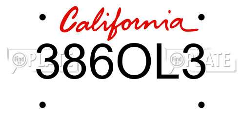 386OL3 California License Plate