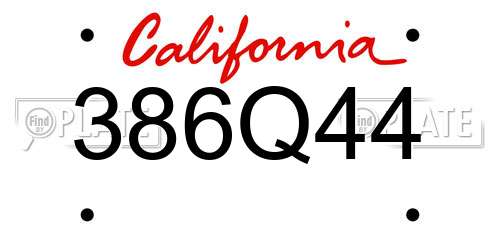 386Q44 California License Plate