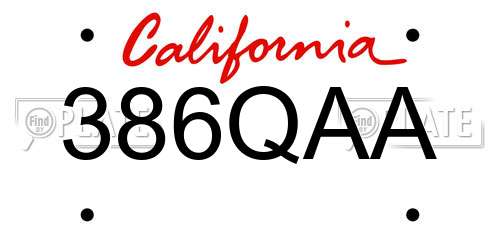 386QAA California License Plate