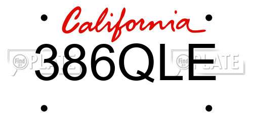 386QLE California License Plate