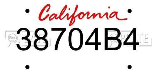 38704B4 California License Plate