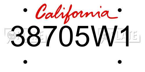 38705W1 California License Plate