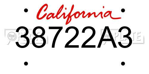 38722A3 California License Plate
