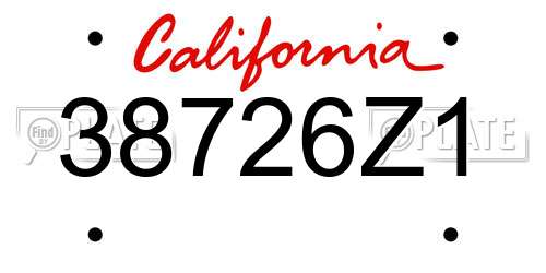 38726Z1 California License Plate