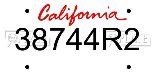 38744R2 California License Plate