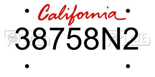 38758N2 California License Plate