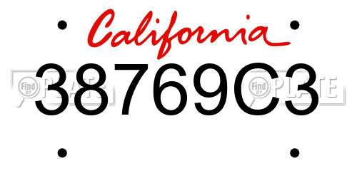 38769C3 California License Plate