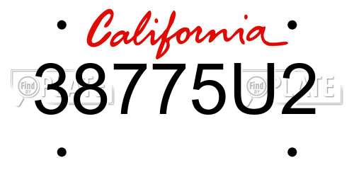 38775U2 California License Plate