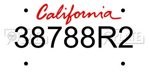 38788R2 California License Plate
