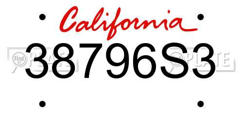 38796S3 California License Plate