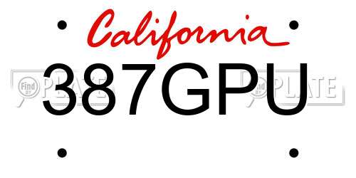 387GPU California License Plate