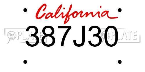387J30 California License Plate