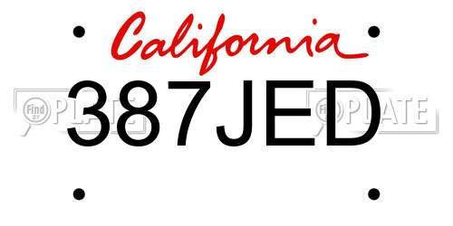 387JED California License Plate