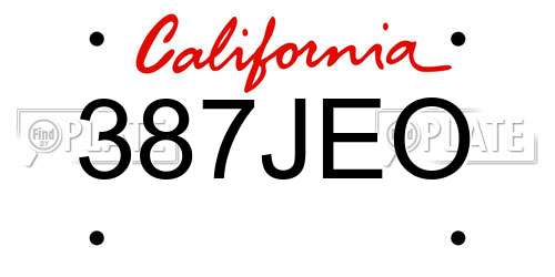 387JEO California License Plate