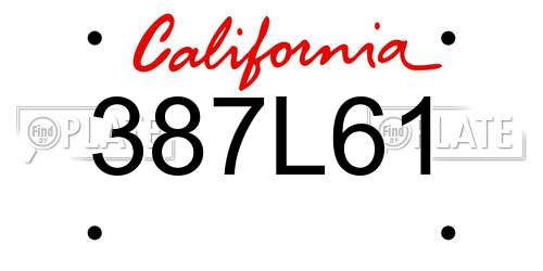 387L61 California License Plate