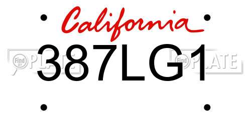 387LG1 California License Plate